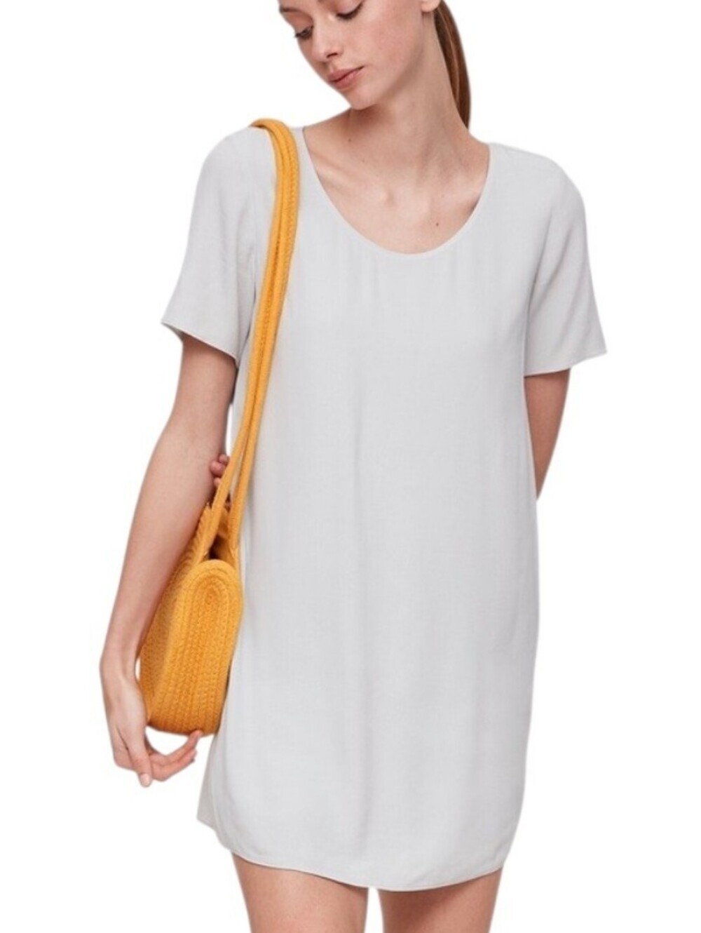 Aritzia Wilfred Free Teigen Dress Women Small White Rayon Shift Mini
